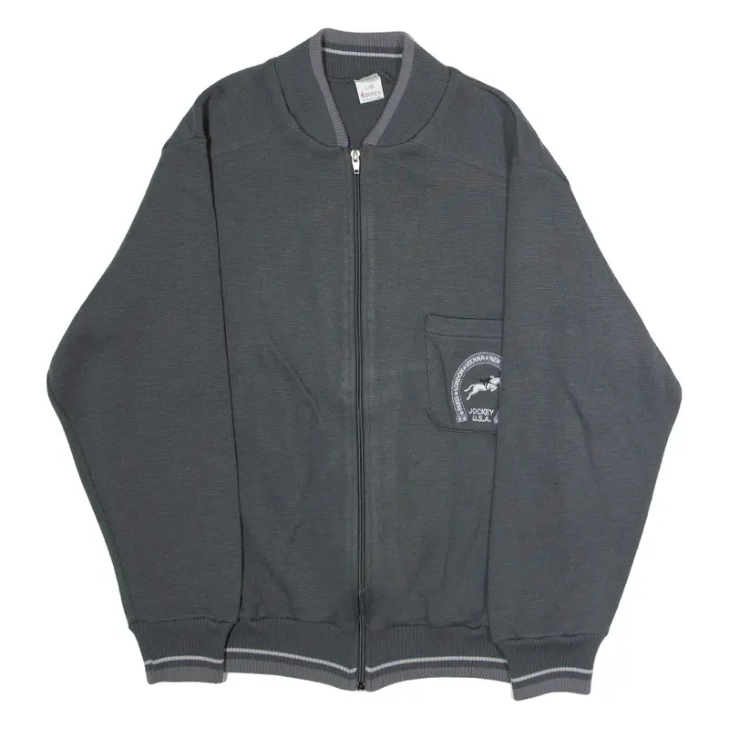 JOCKEY INTERNATIONAL Mens Bomber Jacket Grey Knit 90s L