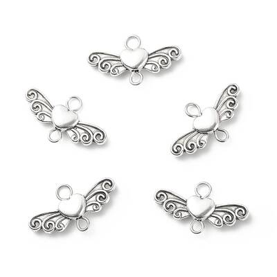 Tibetan Style Alloy Heart with Wing Connector Charms