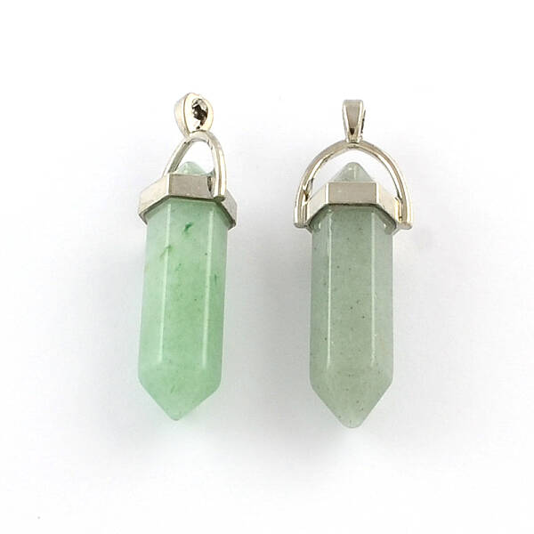 Green Aventurine Stone Pendants with Alloy Findings