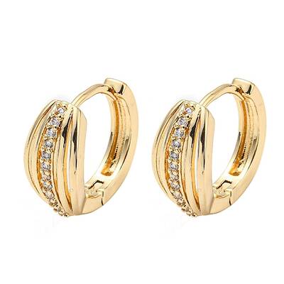 Brass with Clear Cubic Zirconia Hoop Earrings