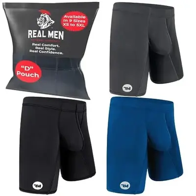 6 inch Nylon Boxer Briefs Pouch 3 pack Blk/Blu/Gry Mens Workout Clothes Christmas Menswear Underwear Sexy Ice Silk Stretchy T...