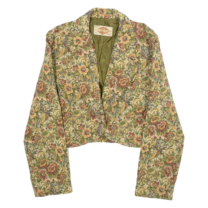 ASTUCES Womens Blazer Coat Brown Floral XS