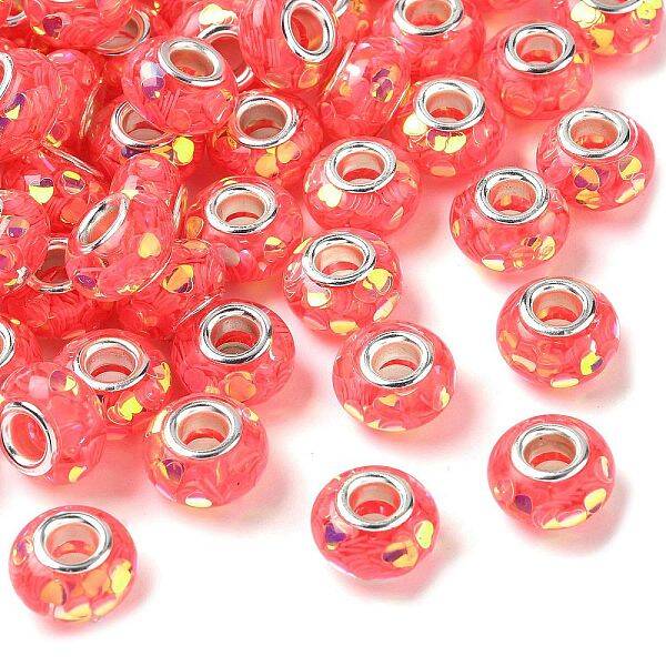 Transparent Resin Rondelle European Beads
