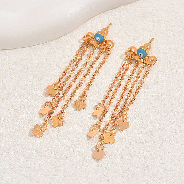 Cable Chain with Flower Tassel Earrings