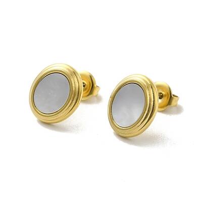 Ion Plating(IP) 304 Stainless Steel Oval Stud Earrings