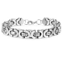 Hermah 316L Stainless Steel Byzantine Chain Bracelet Bangle 11mm 7-10\
