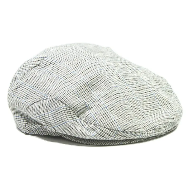 HAT & CAP Mens Flat Cap Grey Check L
