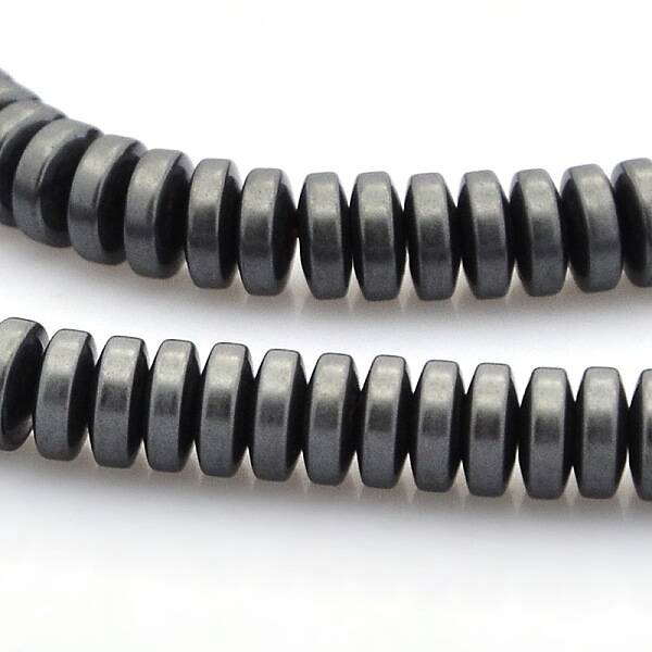Matte Style Electroplate Non-magnetic Synthetic Hematite Rondelle Beads Strands