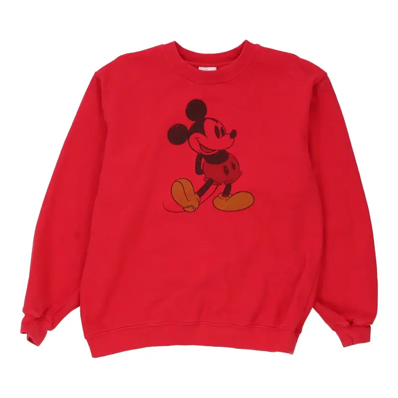 Mickey Mouse Disney Cartoon Sweatshirt - Medium Red Cotton Blend