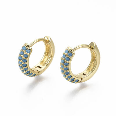 Brass Micro Pave Cubic Zirconia Huggie Hoop Earrings