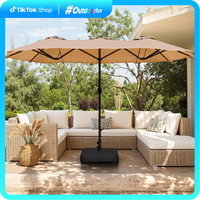 Walsunny 15 ft Large Patio Umbrella with Base Include,Double Sided Outdoor Rectangular Patio Umbrella with Crank Handle for P...