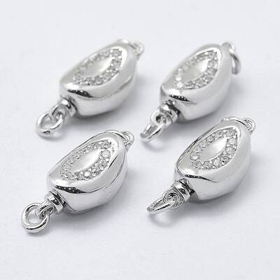 Anti-Tarnish Rhodium Plated 925 Sterling Silver Cubic Zirconia Box Clasps