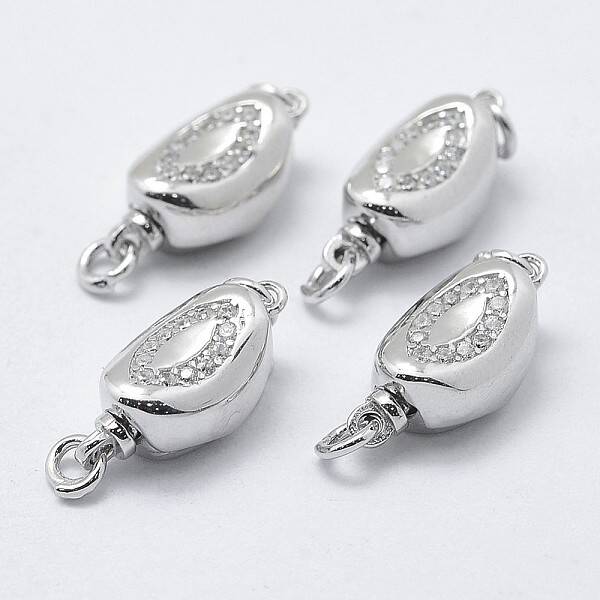 Anti-Tarnish Rhodium Plated 925 Sterling Silver Cubic Zirconia Box Clasps