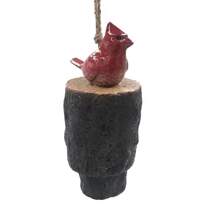 Esschert Design Cardinal on Tree Stump Wind Chime