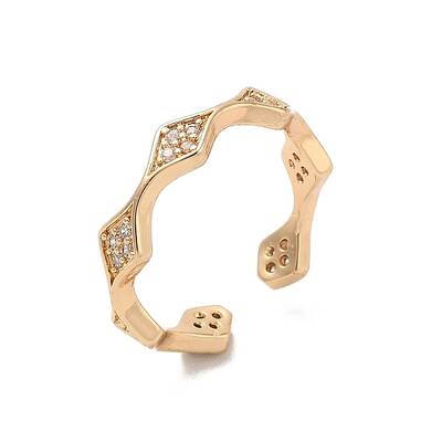 Brass Micro Pave Cubic Zirconia Open Cuff Rings