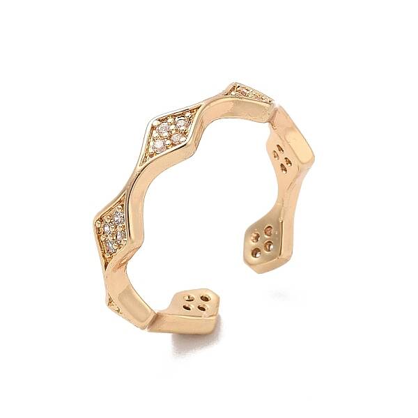 Brass Micro Pave Cubic Zirconia Open Cuff Rings