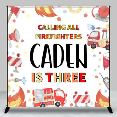 Calling All Firefighters Custom Birthday Backdrop
