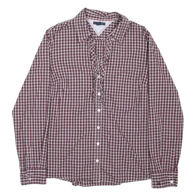 TOMMY HILFIGER Womens Shirt Red Check Long Sleeve L