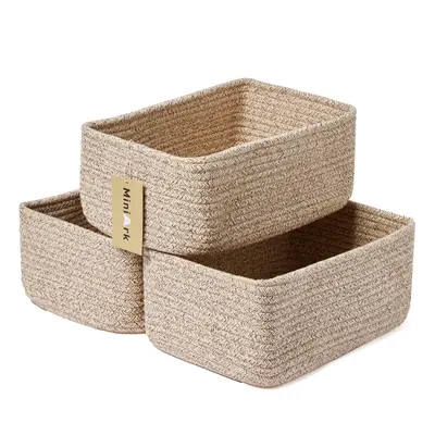 MiniArk Shelf Storage Baskets for Organizing | Closet Organizer Bins | Small Toy Basket | Woven Rope Baskets