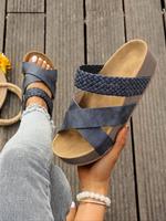 Women's Fashionable Plain Color Wide Band Platform Sandals, Trendy Sandals,  Casual Versatile Buckle Decorated Slingback Stra...