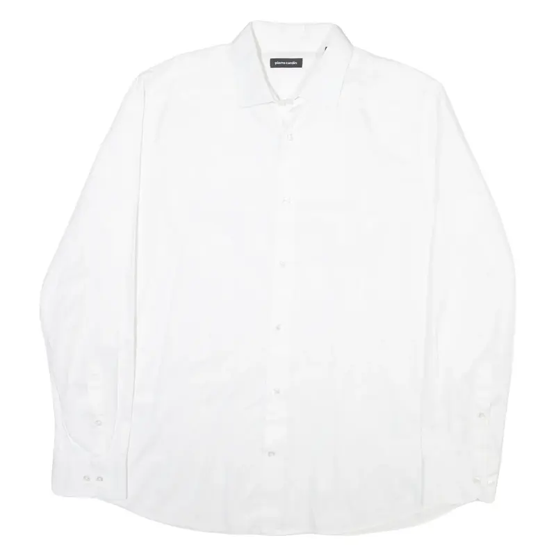 PIERRE CARDIN Mens Plain Shirt White Long Sleeve XL