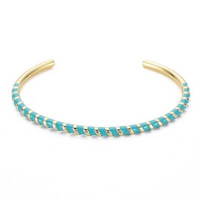 Twisted Brass Enamel Cuff Bangle