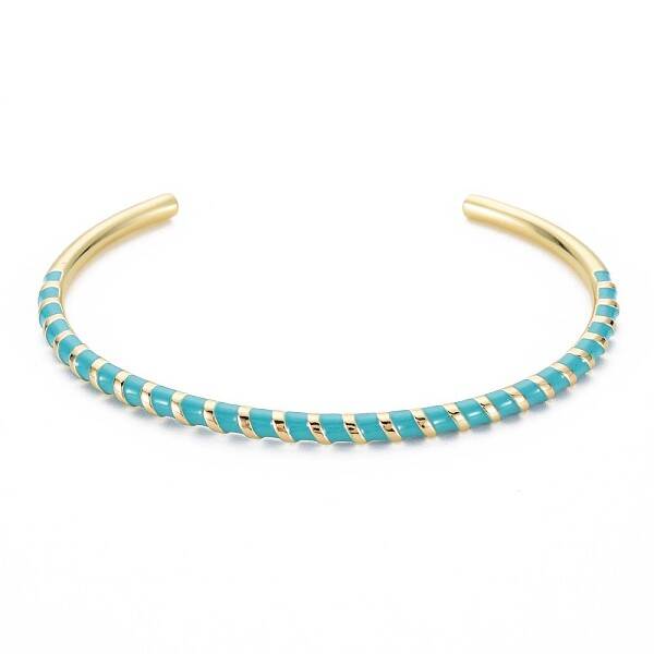 Twisted Brass Enamel Cuff Bangle