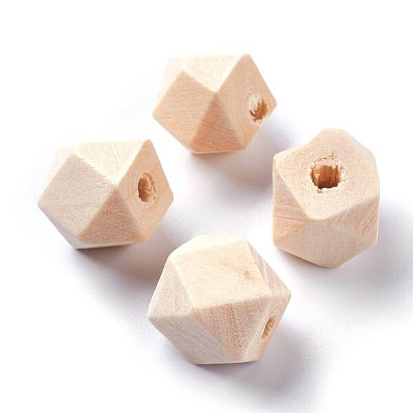 Faceted Unfinished Wood Beads