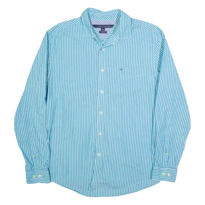 TOMMY HILFIGER Mens Shirt Blue Striped Long Sleeve L
