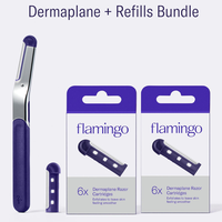 Flamingo Dermaplane Razor & Refills Starter Set, 1 Handle + 14 Blade Refills Stainless Steel Facial Kit - Gentle Hair Removal...