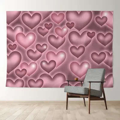 Aperturee Pink Grey Heart Valentines Day Photography Backdrop