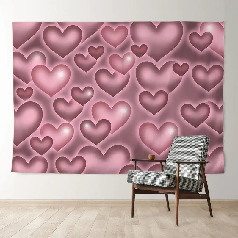 Aperturee Pink Grey Heart Valentines Day Photography Backdrop