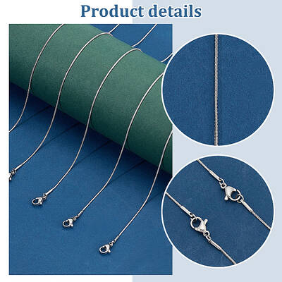12Pcs 304 Stainless Steel Snake Chain Necklaces Set for Men Women