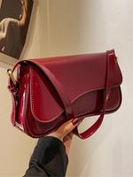 Women's Solid Color Bag, Fashionable Pu Leather Shoulder Bag for Daily Used, Casual Trendy Versatile High-quality Daily Commu...