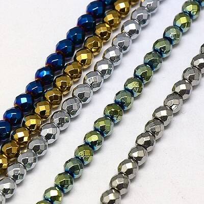 Electroplate Non-magnetic Synthetic Hematite Beads Strands