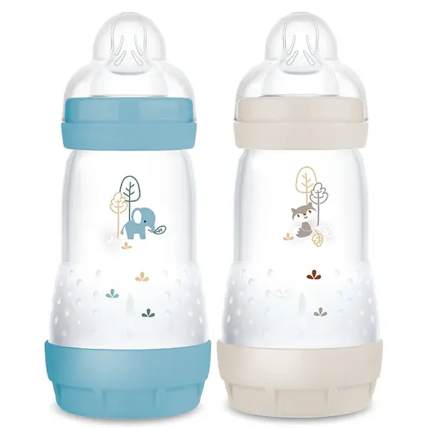Anti-colic baby bottles MAM Easy Start 2 months+ - Medium flow - Ocean Elephant + Sand Fox Pack of 2 x 260 ml × 2