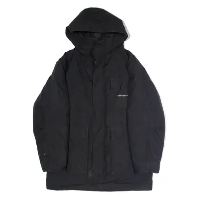 CARHARTT Mens Parka Coat Black Canvas Hooded XL