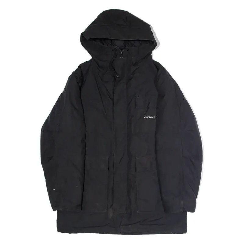 CARHARTT Mens Parka Coat Black Canvas Hooded XL