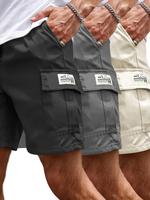 Men's Solid Color Cargo Shorts, Regular Fit Casual Comfy Shorts for Summer, Men's Bottoms for Daily Wear