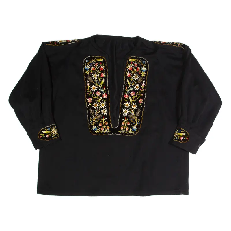 Plunge Neck Tunic Womens Pullover Jacket Black L