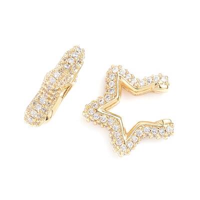 Brass Micro Pave Clear Cubic Zirconia Cuff Earrings