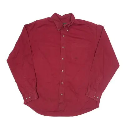 EDDIE BAUER Shirt Red Plain Long Sleeve Mens L