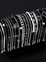 Women's Elegant Butterfly & Heart & Beaded Charms Anklets, Fashionable Anklets for Beach Party Vacation, Trendy All-match & E...