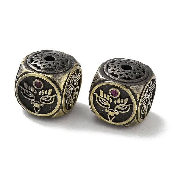 Tibetan Style Brass Micro Pave Cubic Zirconia Beads