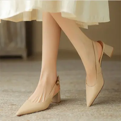 CHIKO Della Pointy Toe Block Heels Slingback Shoes
