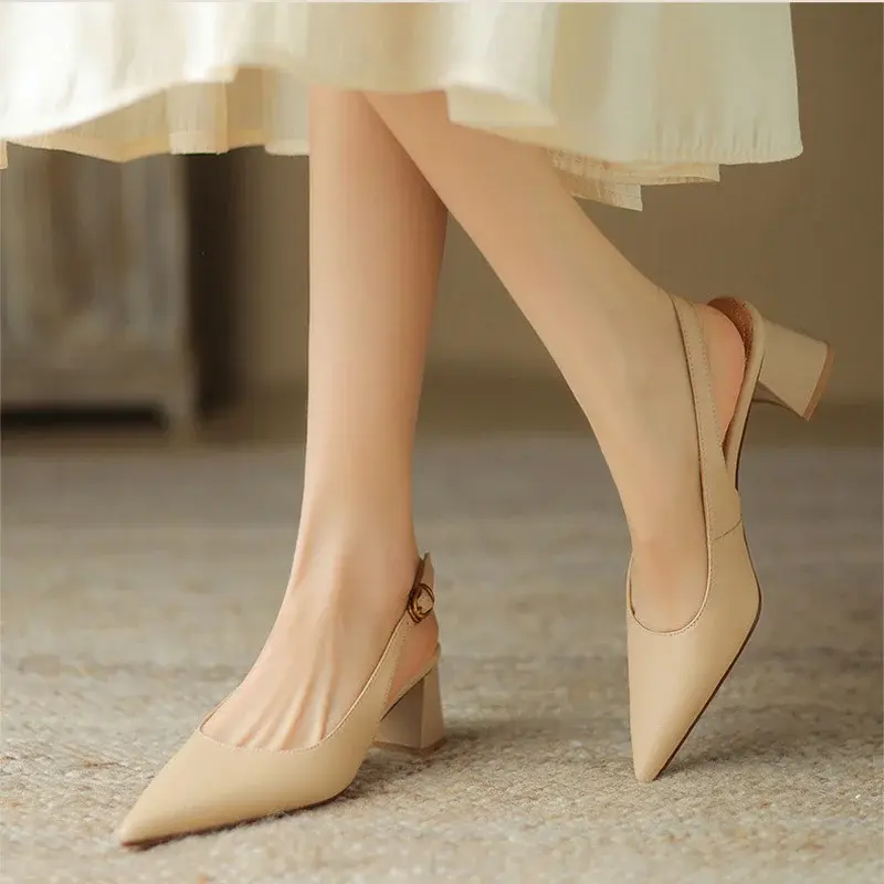 CHIKO Della Pointy Toe Block Heels Slingback Shoes