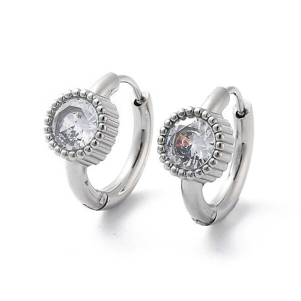304 Stainless Steel Flat Round Hoop Earrings