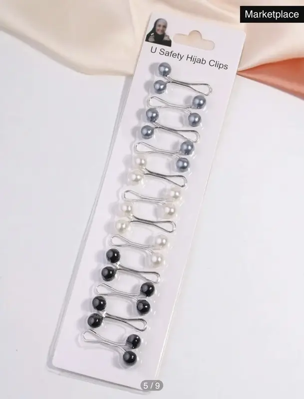 Hijab safety pins, safety pins, U-Shaped Headscarf Pins - 12pcs with Pearl Accents for Hijabs, Shawls & Scarves - High-Qualit...