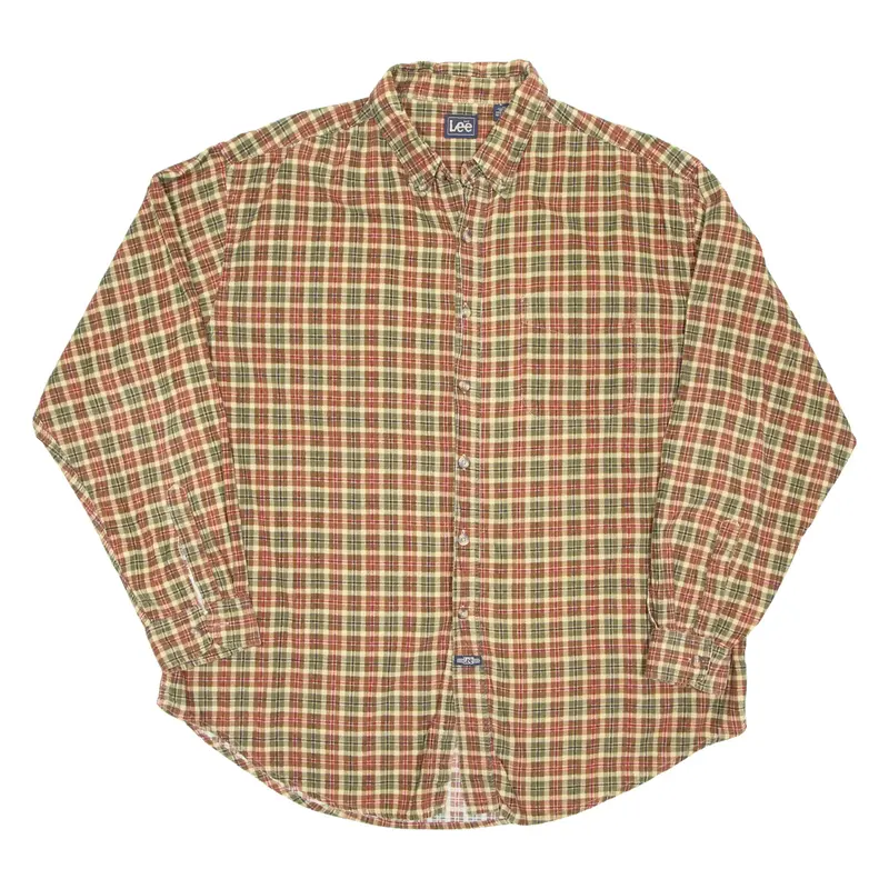 LEE Mens Flannel Shirt Red Check Long Sleeve XL