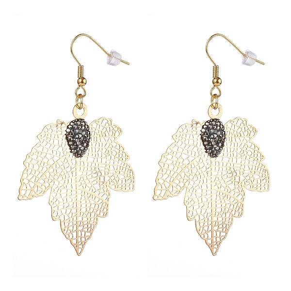 Brass Rhinestone Dangle Earrings